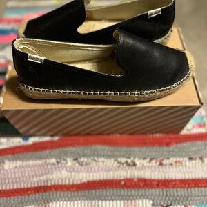 Soludos Black Leather Espadrilles